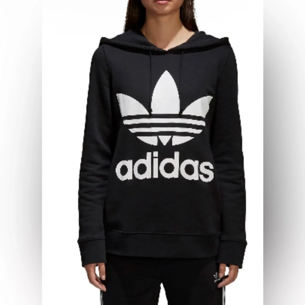 Adidas Black Pullover with White Trefoil Logo